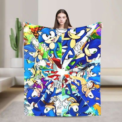 Manta Macia com Estampa de Pelúcia S-Sonic Retrô Desenho Animado Para Ar Livre Decorativa Flanela Cobertor de Cama
