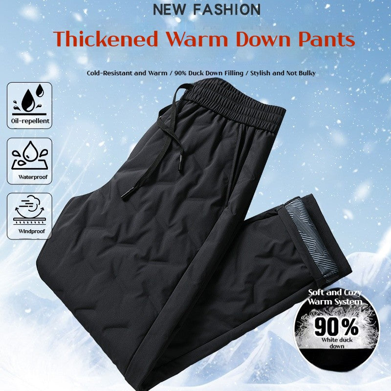 Mens Winter Pants New Thermal Trousers 90 White Duck Down Feather Warm Father Thickened Windproof Outdoor