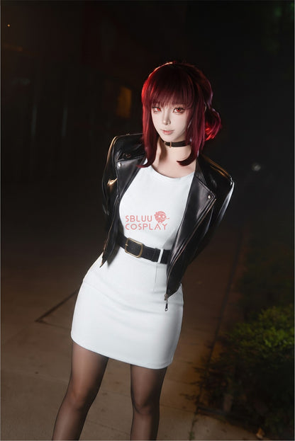 SBluuCosplay Tayama Yamada Cosplay Costume Smoking Behind the Supermarket PU Coat Dress Halloween Carnival Party Suit