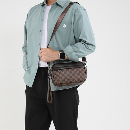 Casual Lightweight Business Shoulder Bags for Men PU Leather Messenger Bag Comfortable Wide Strap Crossbody Bags Designer Male