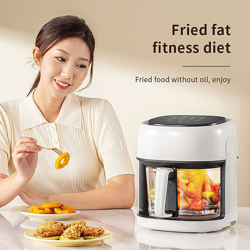Fritadeira Elétrica Inteligente, Forno de Convecção de Grande Capacidade, Fritadeira Sem Óleo, Cozinha, Assado 360°, Janela Visível, Eletrodoméstico