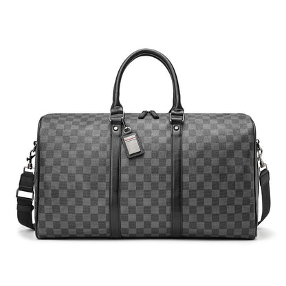 Men's Fashion Plaid Multifunctional Wear Resistant Waterproof Large Capacity Travel Business Luggage Bag Handbag Shoulder Bag