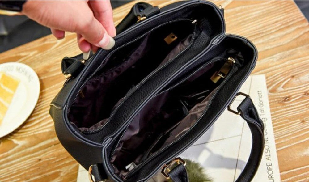 Fashion Women Hairball Shopper Totes Solid Color PU Leather Large Capacity Handbag Ladies Luxury Designer Crossbody Shoulder Bag