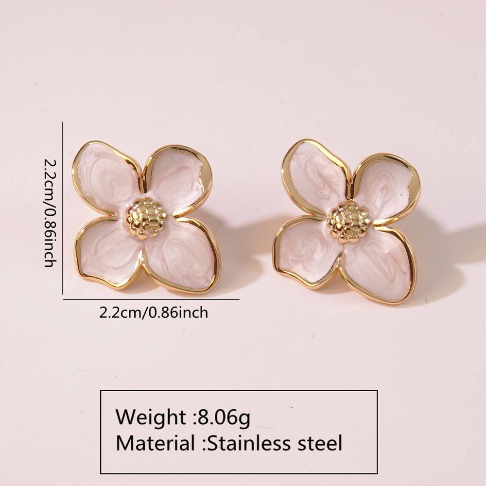 Brincos de Hibisco de Aço Inoxidável para Mulheres Meninas Brincos Vintage Românticos Joias da Moda Elegantes para Festa Presentes