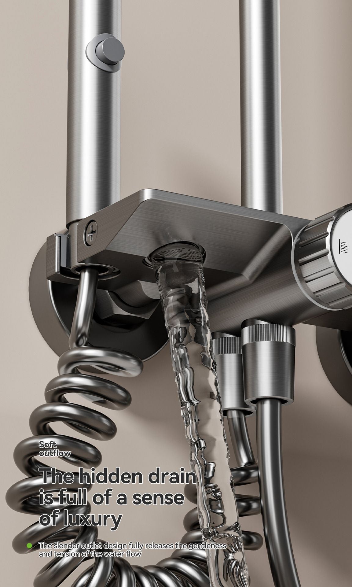 Multifunction Bathroom Shower System Set Hot and Cold Water Household Rotary Knob Pressurize Aluminum Gunmetal Gray Shower Set