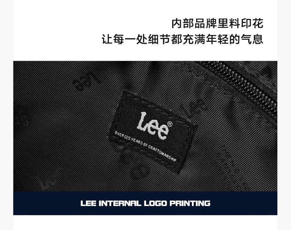 LEE Original Black Fashion Fanny Pack Women Men Korea Style Waterproof Nylon Crossbody Chest Bag Sport Phone Shoulder Waist Bag