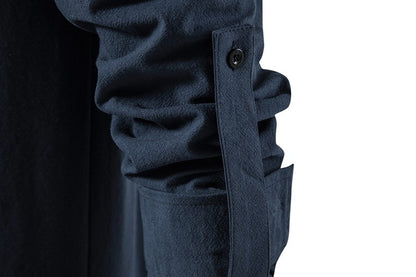 King Billion Men's Shirts Casual Men Cotton Linen Long Sleeve T-shirt Spring Autumn Vintage Shirt US Size Drawstring Neck