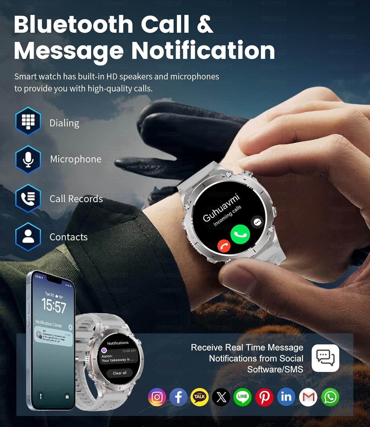 Novo T-Rex 3 GPS Smart Watch AMOLED de 1,43" à prova d'água 10ATM GNSS de banda dupla integrado Bússola Militar Esportivo Smartwatch Pulseira Masculina