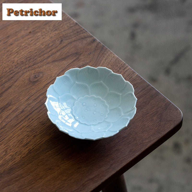 Ceramic Lotus Fruit Dishes Handmade Pastry Plate Self-help Display Home Table Decoration Trays Sharing Plate Supplies Gift Craft
