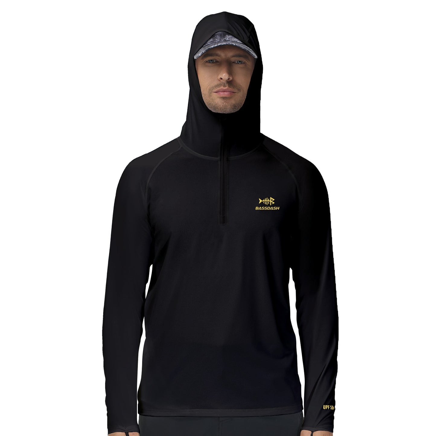 Camisa de Pesca Masculina BASSDASH com Zíper 1/4 UPF 50+ Secagem Rápida Manga Longa Proteção Solar FS24M