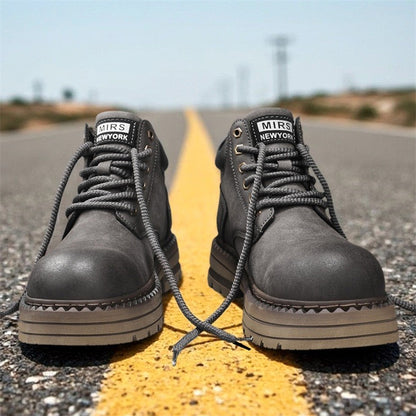 New Men's Casual High-top Boots, Anti-slip and Wear-resistant Thick-soled Height-increasing Shoes, Street Retro Work Boots