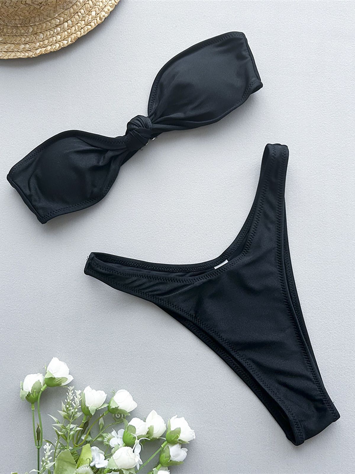 Bandeau Knotted Brazilian High Cut Bikini Women Swimwear Female Swimsuit Two-pieces Bikini set Bather Bathing Suit Swim K5930