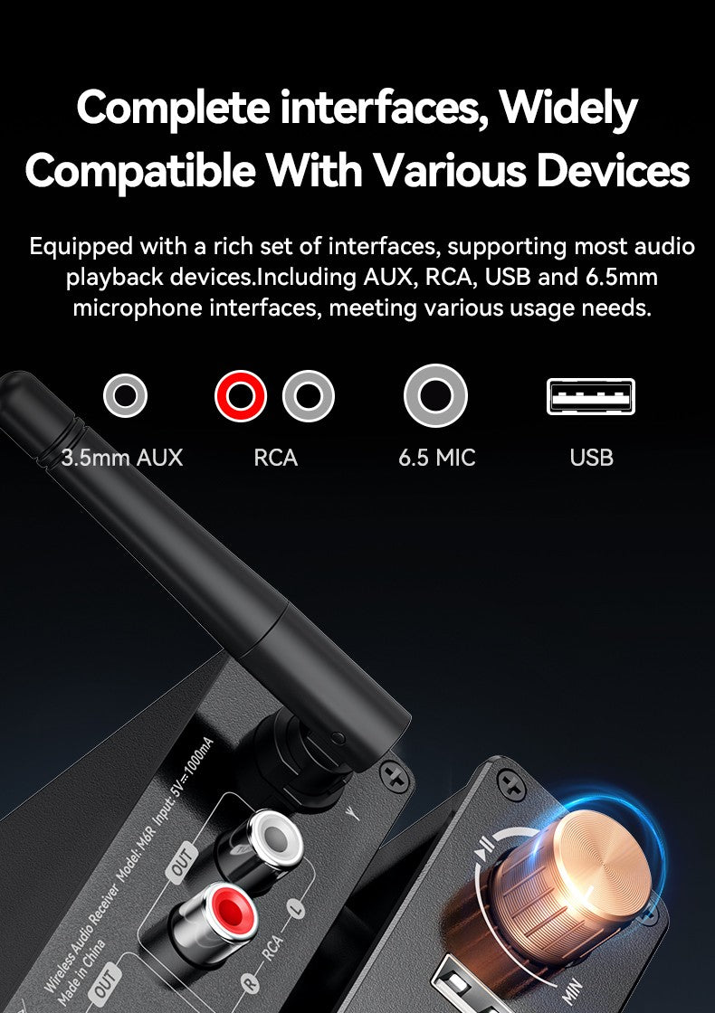 Car Bluetooth-compatible Wireless Audio Adapter 6.0 Audio Receiver U-Disk 6.5MM Karaoke Wireless Music Amplifier for Speaker