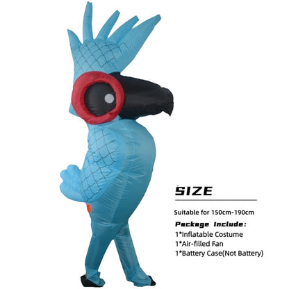 Adult Blue Parrot Inflatable Costume for Halloween Roleplay Terror Party Holiday Themed Cosplay Costume No Battery