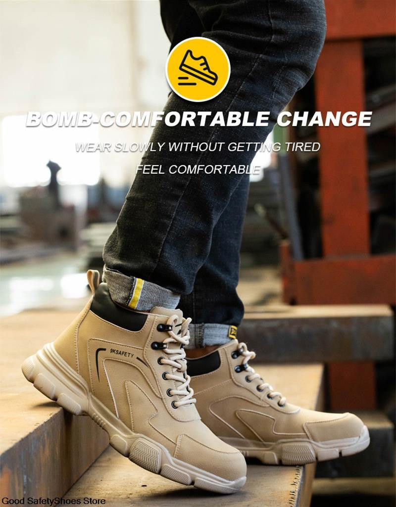 Botas de Segurança Masculinas com Biqueira de Aço Indestrutíveis para Construção Botas de Segurança à Prova de Perfurações Calçados de Trabalho Masculinos Protetores