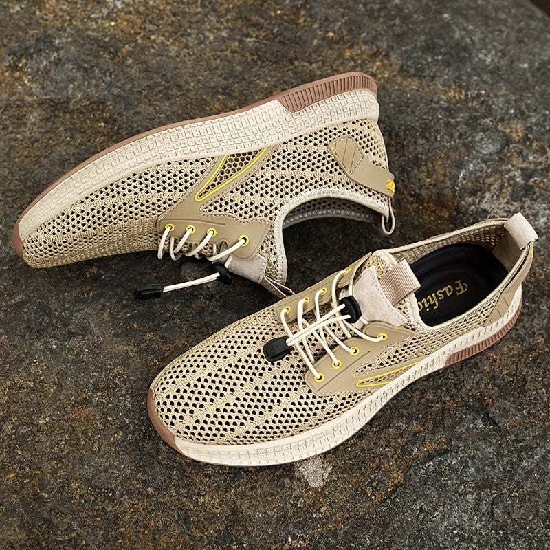 Sapatos Masculinos Casuais de Couro Genuíno para Exteriores Marca de Sapatos Masculinos para Escalada Caminhada Viagem Sapatilhas Respiráveis Masculinas Calçados de Verão