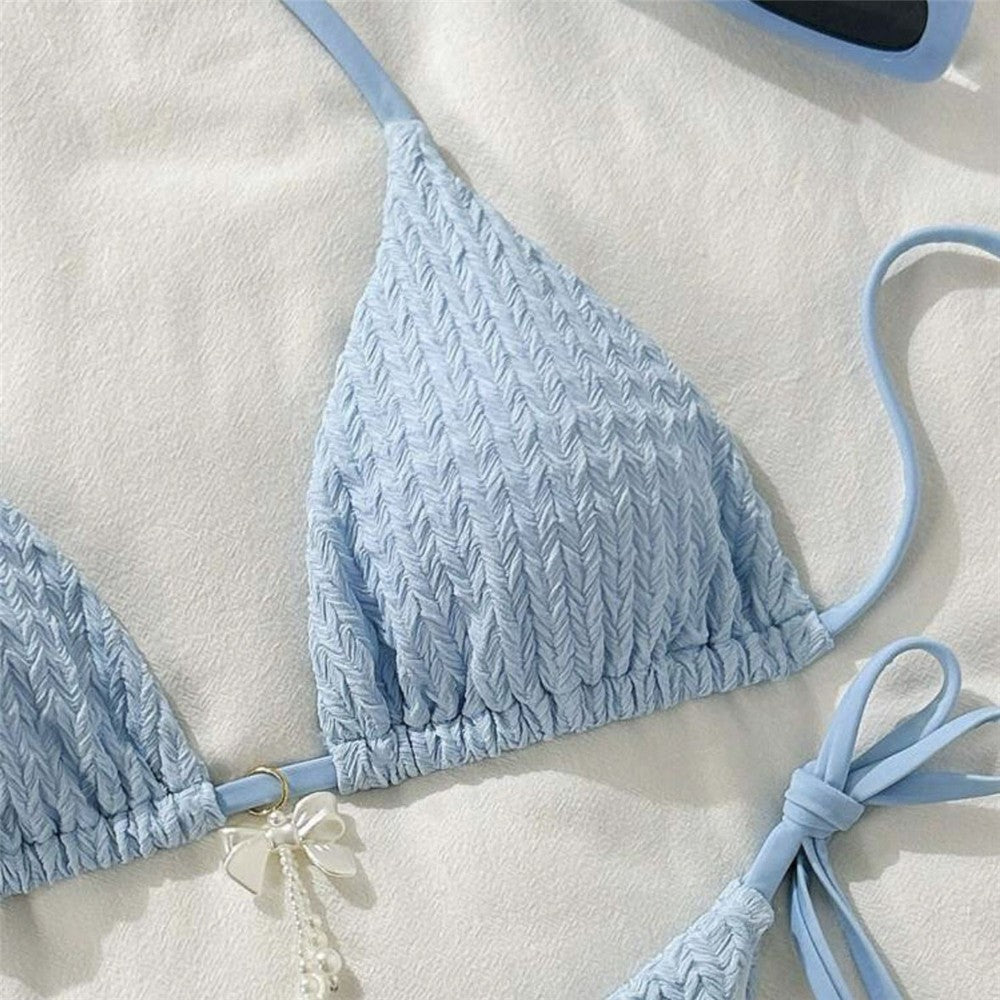 Yellow Halter String Triangle Micro Bikini Thong Solid Swimwears Micro Thong Sexy Swimsuit Women Bathing Suit Bikinis Sets 2025