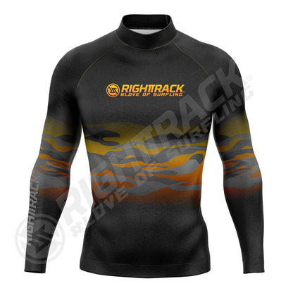 HotSale Men's Surfing Shirt Gold Coast Lycra Rashguard RIGHTTRACK Surf Sportswear Beach UV Swimwear UPF50+ Clothes
