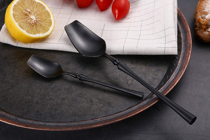 Conjunto de Talheres 24 Peças Aço Inox Fosco Preto Dourado Jogo de Talheres de Mesa Faca Colher Garfo Lavável em Lava-louças