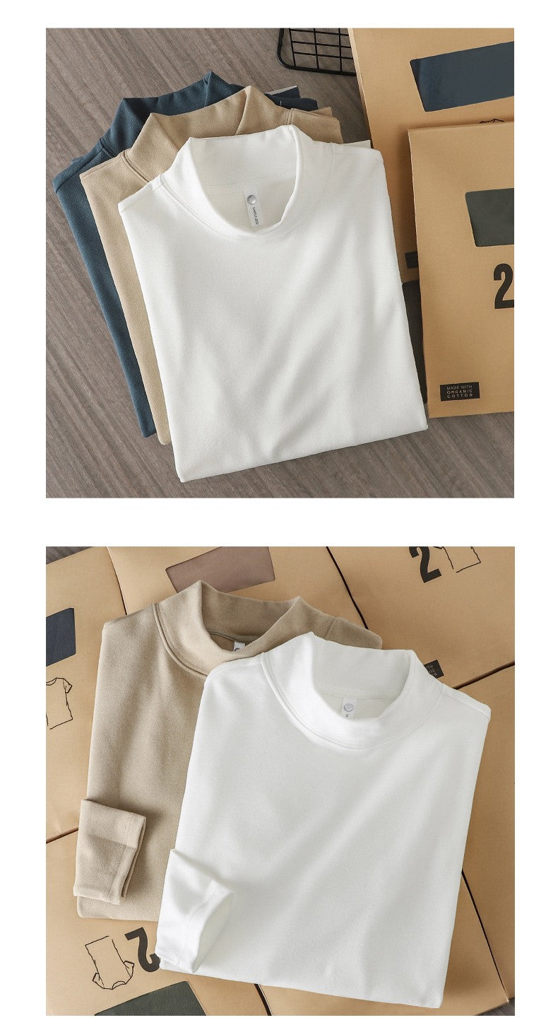 DUKEEN Dralon Mock-Neck Undershirts for Men Winter Long-Sleeve Warm Solid Color Thermal Underwear Top Heavyweight Men's Clothing