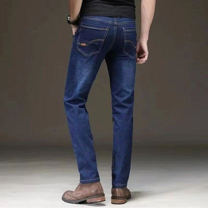 Calças Jeans Masculinas Grandes Tamanhos 34 36 38 40 2025 Novas Casuais Negócios Elásticas Calças de Denim Azul Clássico Masculinas Calças Retas Folgadas