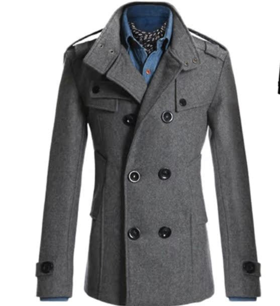Men's Wool Blend Overcoat, Mid-Length Trench Coat Man, Autumn And Winter Mans Slim Fit Overcoat