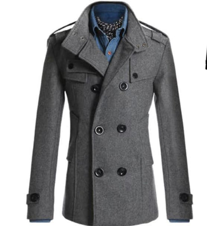 Men's Wool Blend Overcoat, Mid-Length Trench Coat Man, Autumn And Winter Mans Slim Fit Overcoat