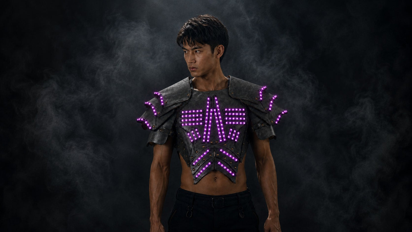 Cyber LED Glow Armor Cape – Illuminated Cosplay & Club Wear