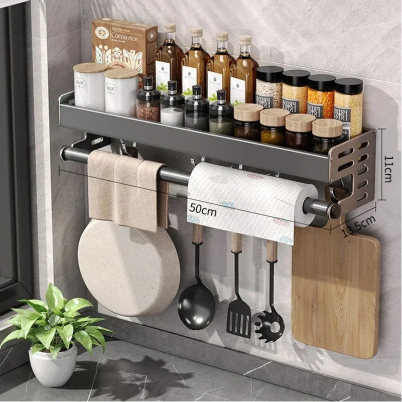 Novo Rack de Armazenamento de Cozinha Suporte para Temperos de Parede Organizador de Cozinha Doméstico Multifuncional Prateleira de Armazenamento