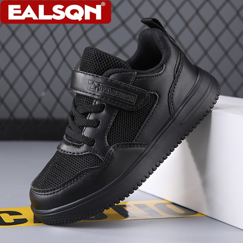 Children's Fashion Sports Shoes Black Student Kids Boys & Girls Non Slip Flat Walking Shoes Lightweight Breathable Tennis