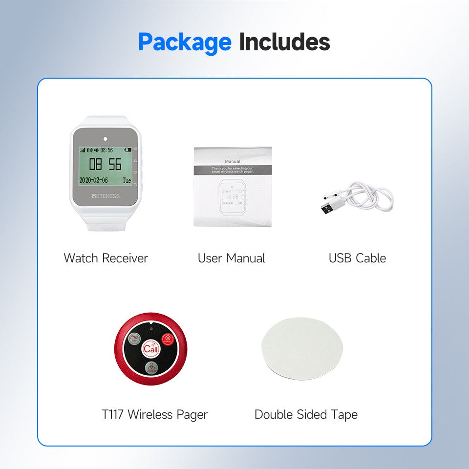 Retekess Wireless Calling System Restaurant Pager TD108 Waterproof Watch Receiver T117 Waiter Call Buttons For Hookah Cafe Bar