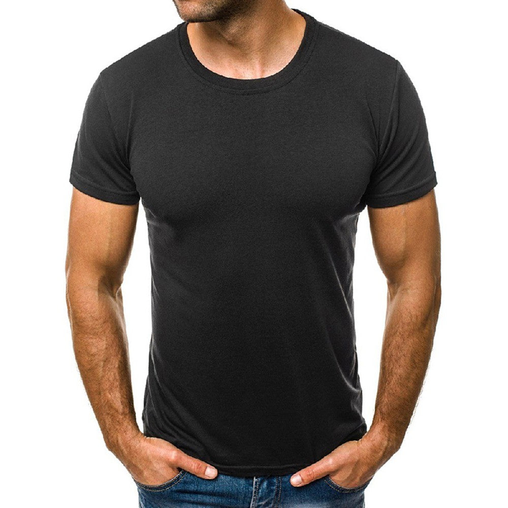 Summer Men's Cotton T-shirt Fashion Slim Black Short Sleeved Comfortable Casual Round Neck T-shirts Top Men's Clothing