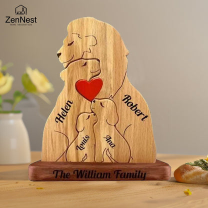 Wooden Lion Family Puzzle Ornament DIY Custom Name Home Decorations Thanksgiving Christmas Gifts Gifts for Mom Art Crafts