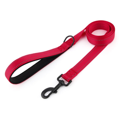 Coleira de cachorro Laeds Leashes, coleira de cachorro de nylon de seda reflexiva para cães grandes, médios e pequenos passearem, corda engrossada para passear com animais de estimação