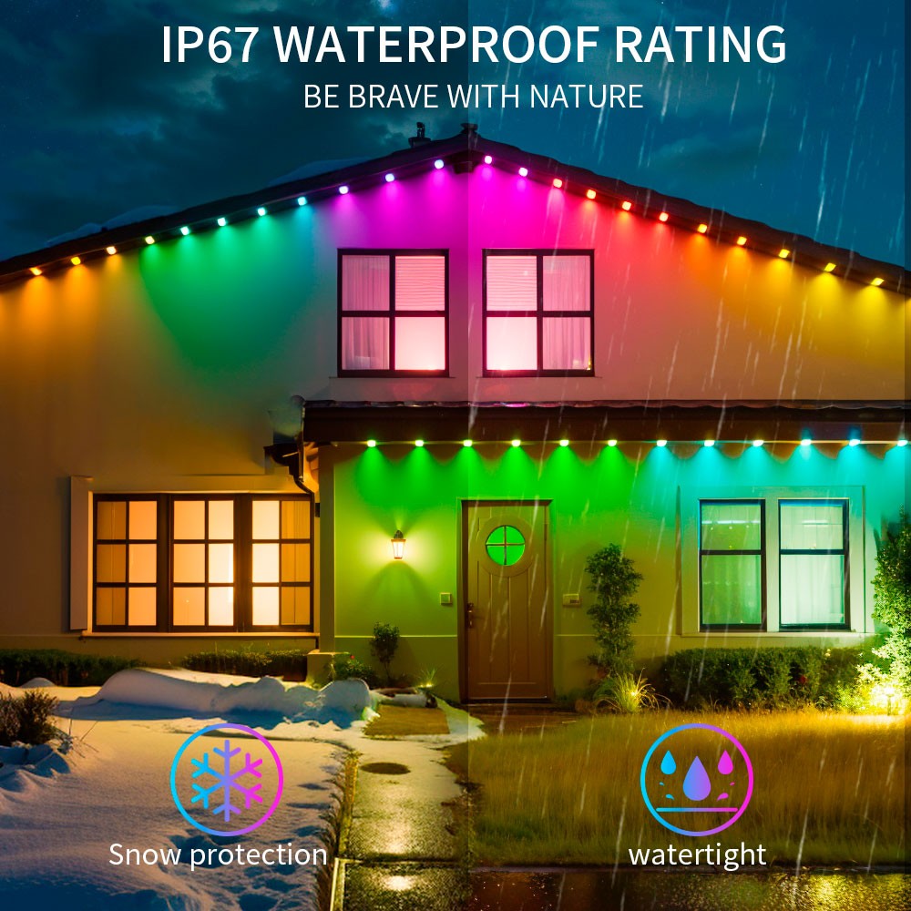 5054 16703IC(WS2812B WS2811) Outdoor Eaves LED Light String Kit 2.4G BEL+WIFI Controller Waterproof Light