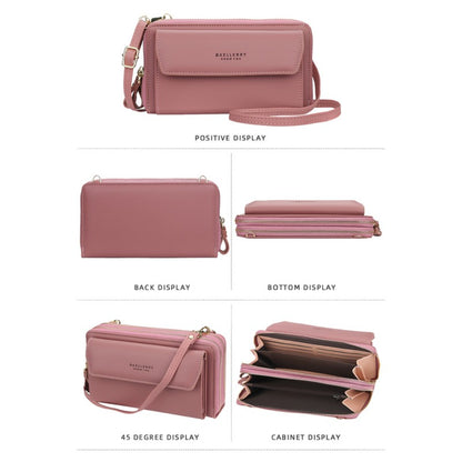 Women Long Wallet Korean Version Crossbody Bag Double Zipper Large Capacity Clutch Bag Shoulder Handbag Female Mobile Phone Bag