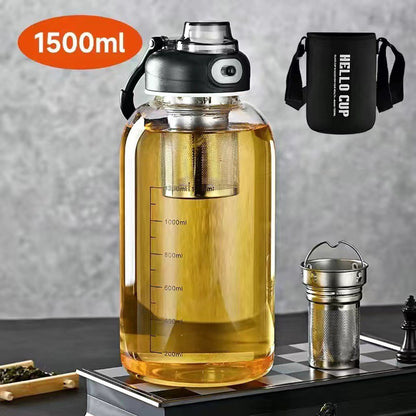 Copo De Vidro Transparente Com Filtragem Copos De Café De Grande Capacidade Com Tampa Utensílios De Cozinha Suprimentos De Barra Caneca De Chá Durável