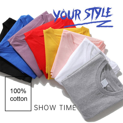 Men's T-shirt Top Quality 100% Cotton Short Sleeve Cool Cat Print O-neck Casual Loose Hip Hop for Men Summer Male Tee Top