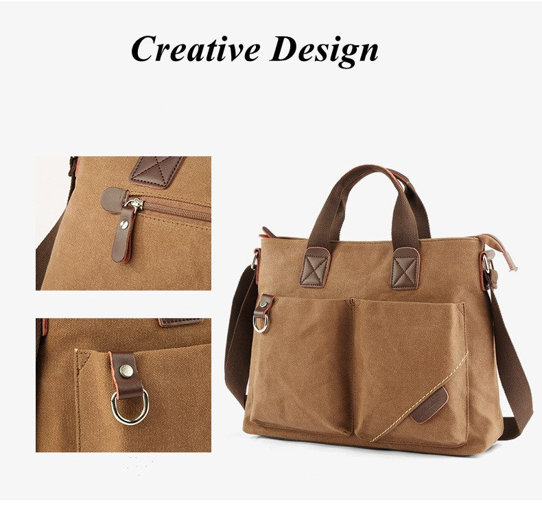 Men's Business Canvas Handbag Outdoor Crossbody Bag Men's Bag Shoulder Bag Student Casual Messenger Bag For Men Male Handbag