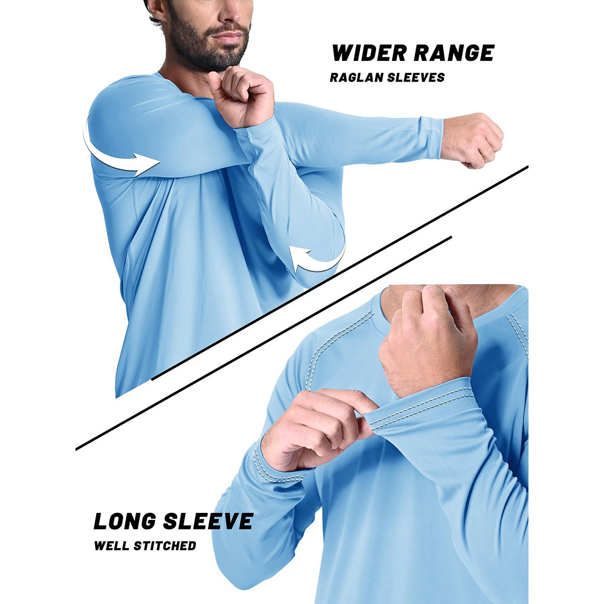 TACVASEN UV Shirt Men's O-Neck Long Sleeve UPF 50+ Sun Protection T-Shirt Quick Dry Sports Tee Hiking Fishing Outdoors Pullovers