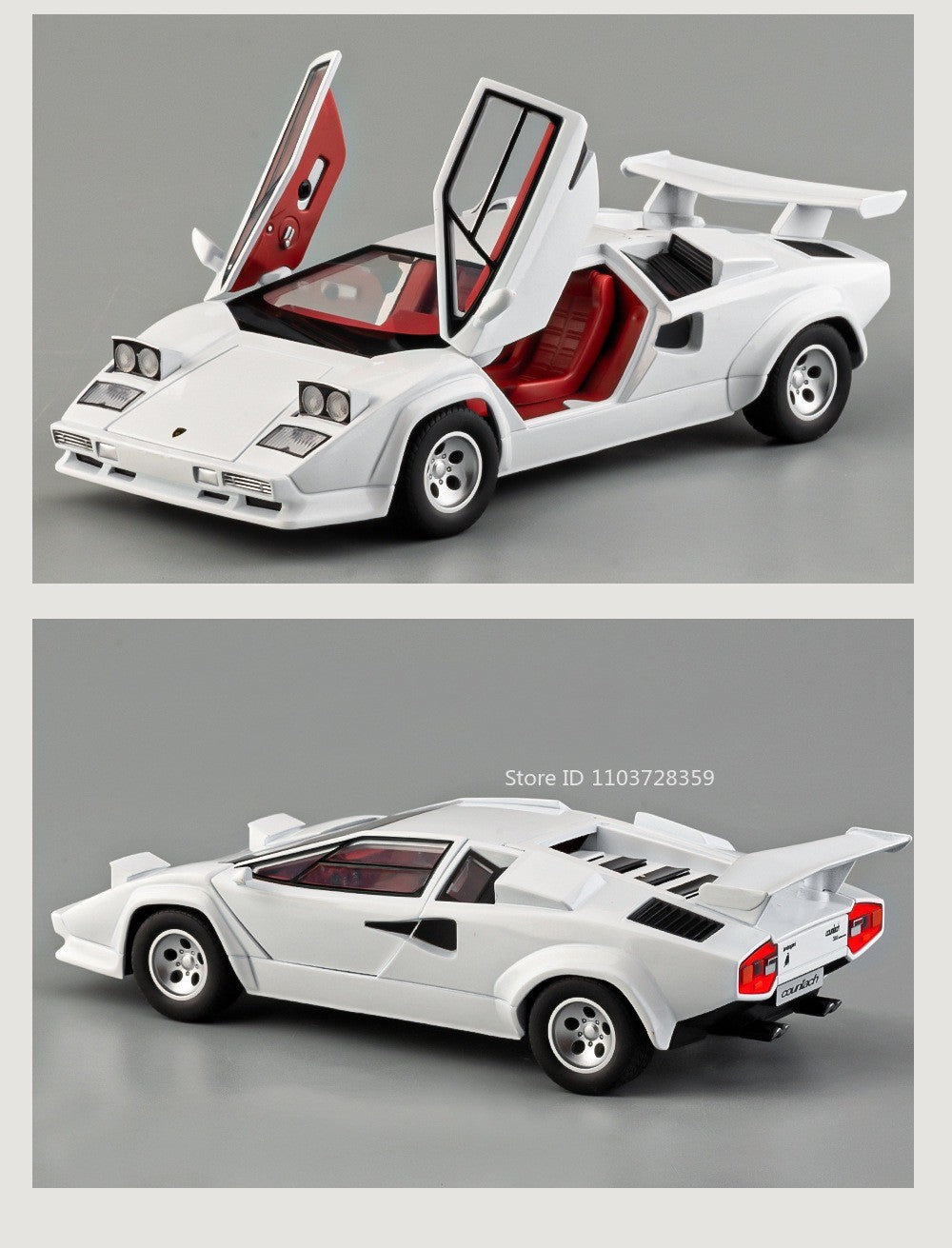 1:24 Countach LP500S VENENO Miniatura de Carro Esportivo Brinquedo Liga Fundida Luz e Som Puxar para Trás Portas Abertas Coleção Supercarro