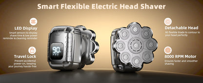 9D Head Shavers for Bald Men 5 in 1 Detachable Head Razor IPX7 Waterproof Wet Dry Rechargeable Electric Shavers for Men