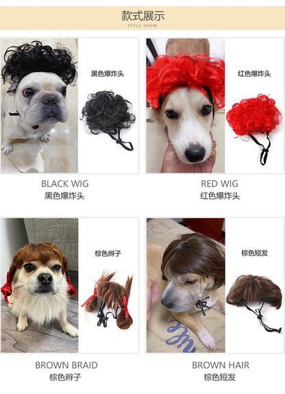 Perucas para Pets Cabeças Explosivas Acessórios de Cabelo de Palhaço para Cães e Gatos Fantasias de Halloween Natal Acessórios Divertidos para Cabelo de Pets