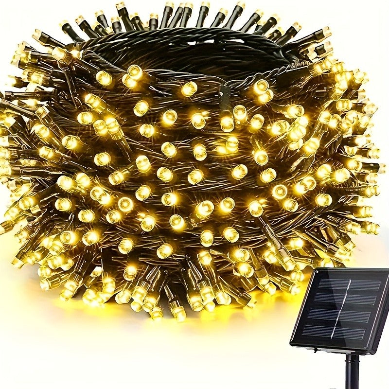 Solar Powered LED Flower Wreath Fairy Light String 50/100LED with 8 Modes Outdoor Garden Lights for Christmas Wedding Decoration
