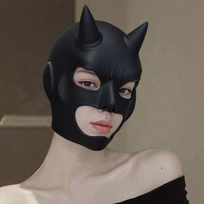 Sexy Women's Full Face Mask, Cat Ear Latex Mask, Halloween Cosplay Prop & Masquerade Costume Headpiece