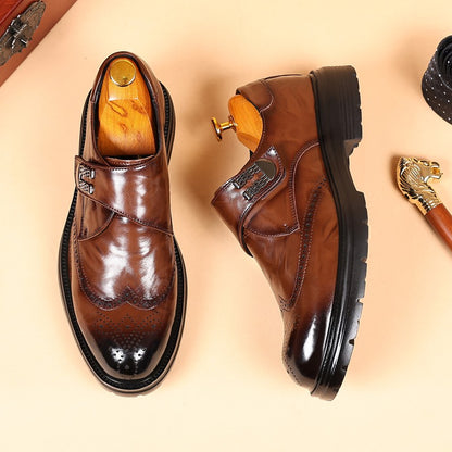 British Style New Oxford Shoes Men's Thick Soled Carved Blok Wedding Leather Shoes High-quality Designer Business Formal Loafers