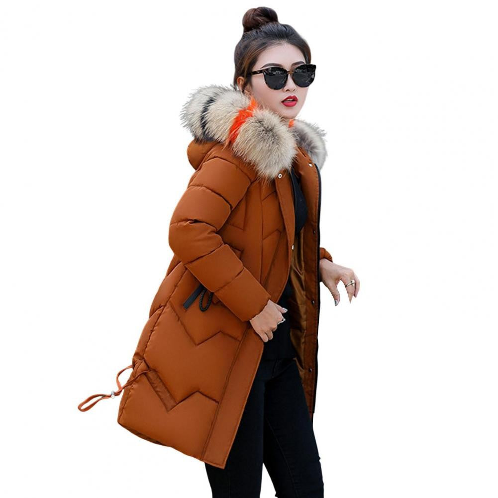 Fashion Coats Winter Jacket Women Parka New 2024 Hooded Long Female Coat Solid Color Windproof Outwear Parka