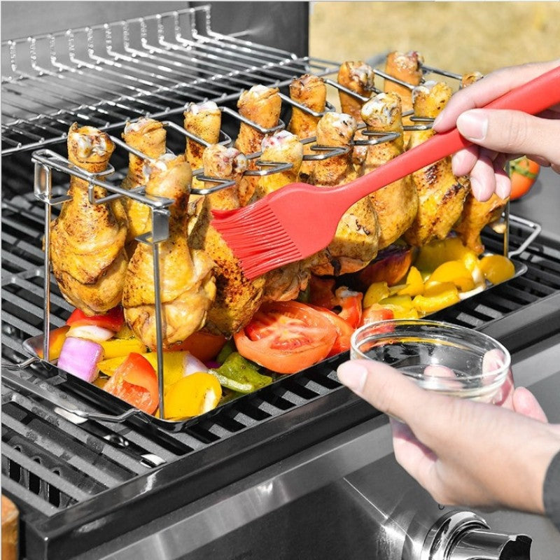 1pc Grill Rack, Stainless Steel Rack Chicken Leg For Oven, Barbecue Tools, Kitchen Supplies