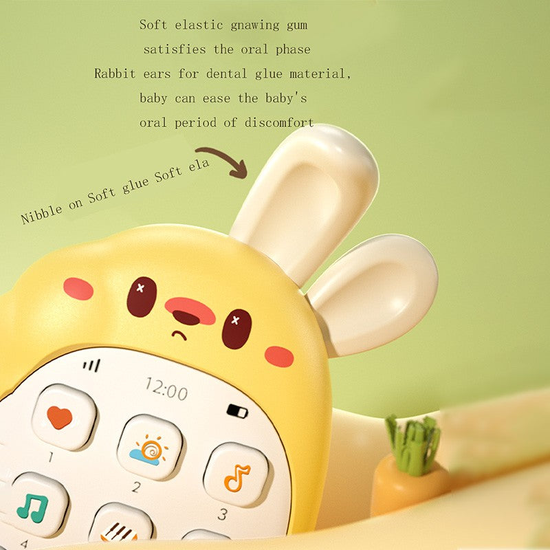 Telefone celular de brinquedo de coelho infantil, mordedor para bebê, quebra-cabeça, atóxico, inodoro, multifuncional, com música, sem bateria