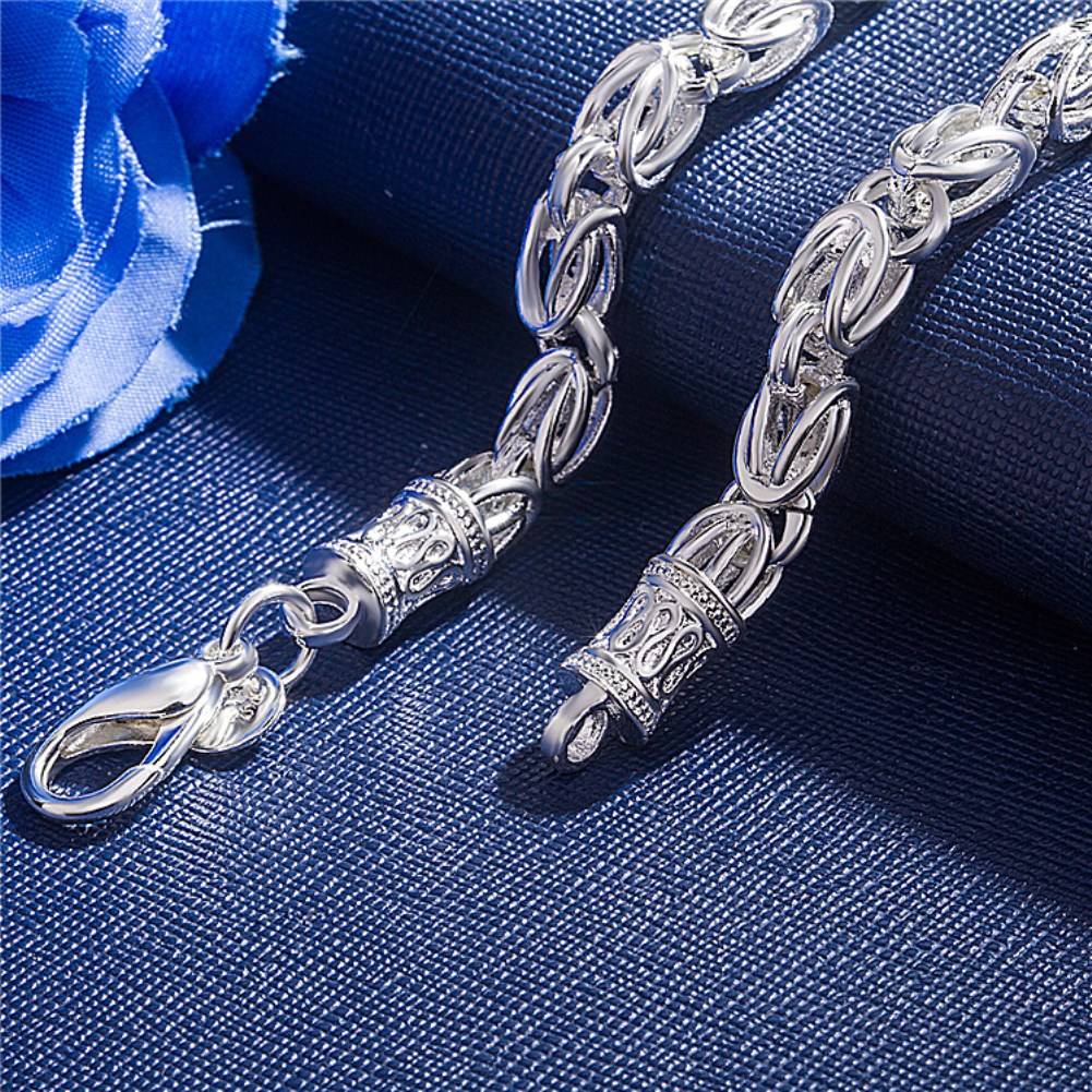 Pulseira Requintada em Prata Esterlina 925 com Corrente Sólida, Amuleto da Moda, Feminino e Masculino, Joias para Casamento, Modelos Lindos e Simples